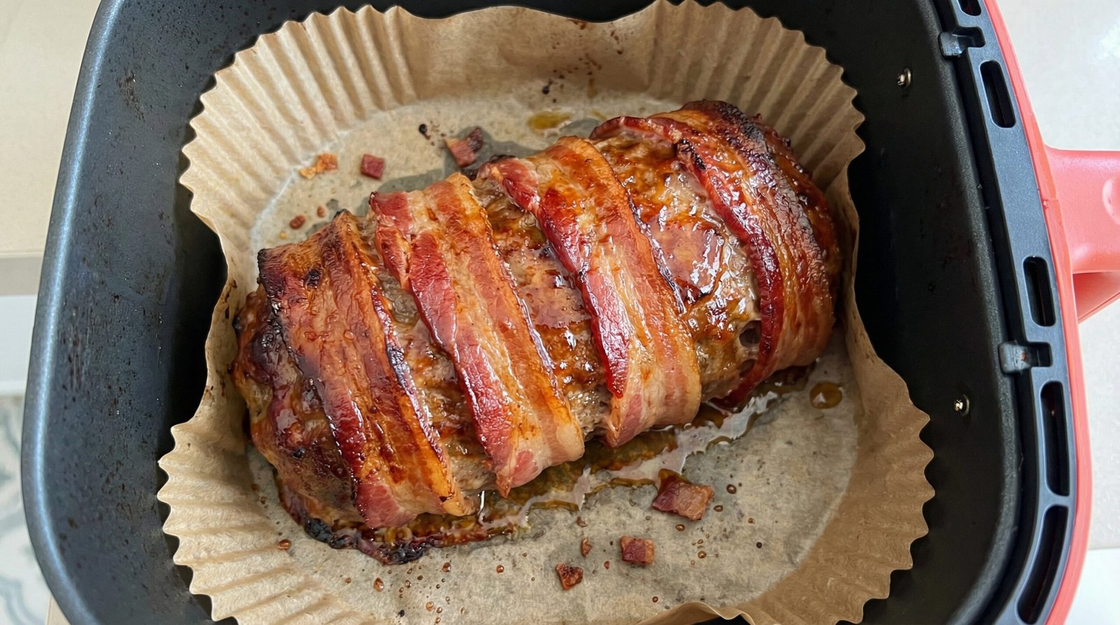 Air Fryer Bacon-Wrapped Meatloaf