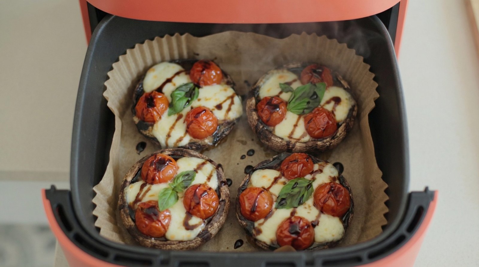 Air Fryer Caprese Stuffed Portobellos
