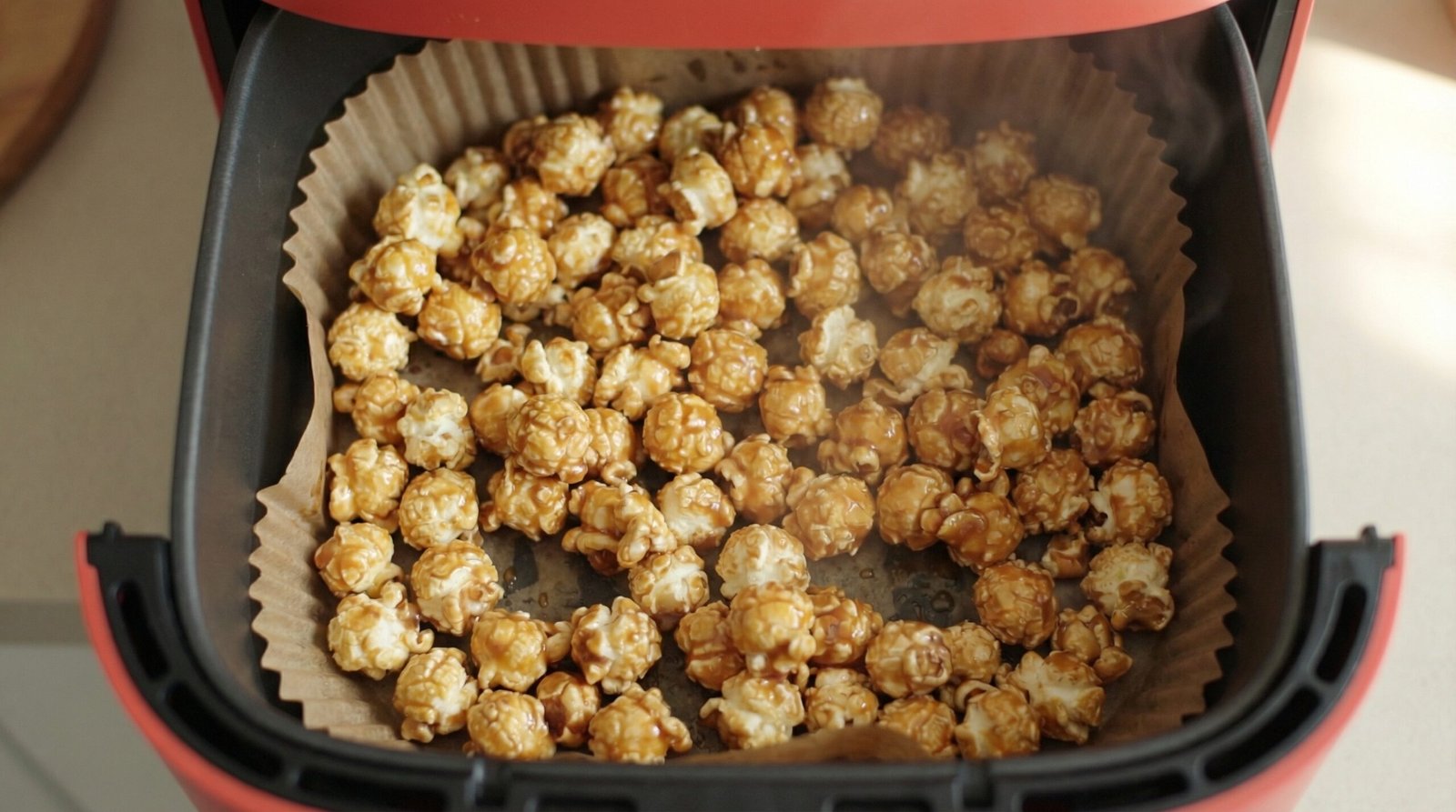 Air Fryer Caramel Popcorn