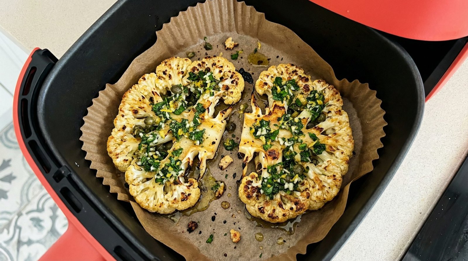 Air Fryer Cauliflower Steak with Herb Gremolata