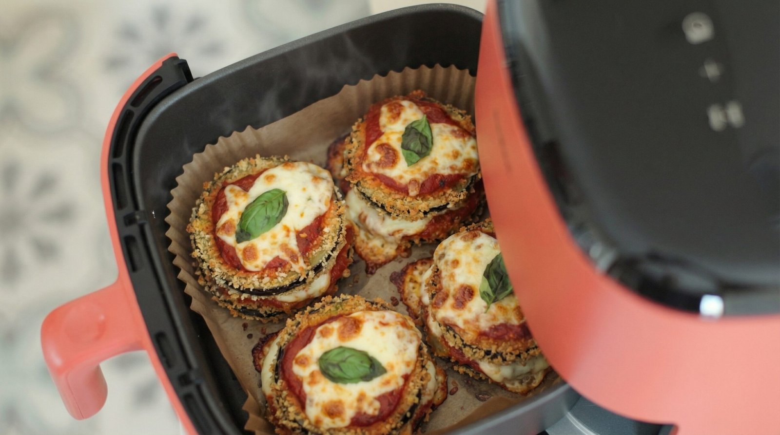 Air Fryer Eggplant Parmesan Stacks