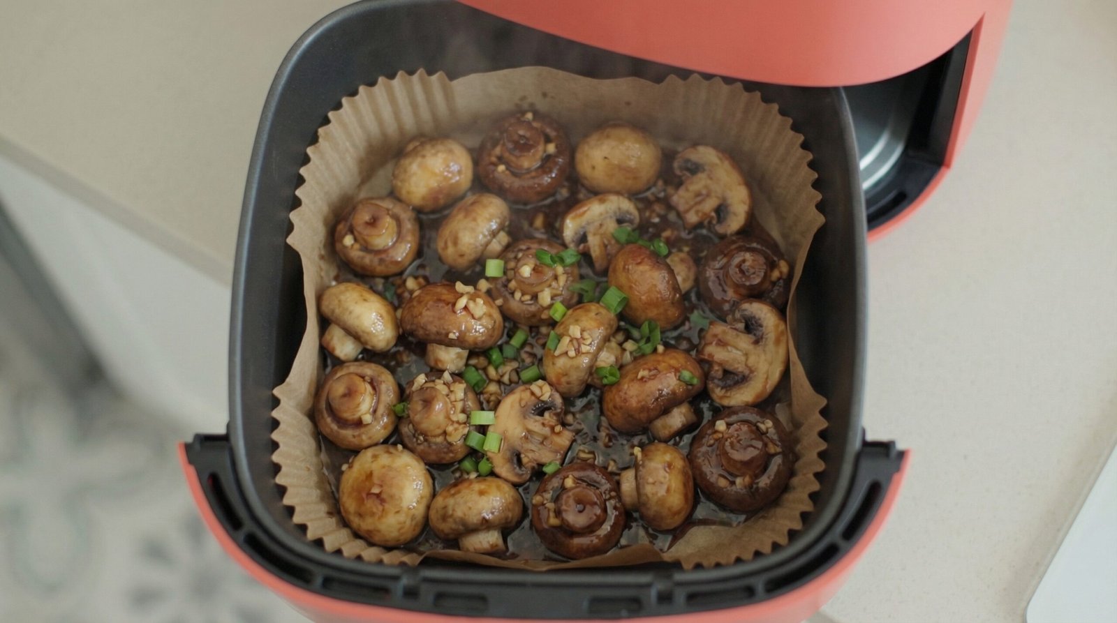 Air Fryer Garlic Soy Mushrooms