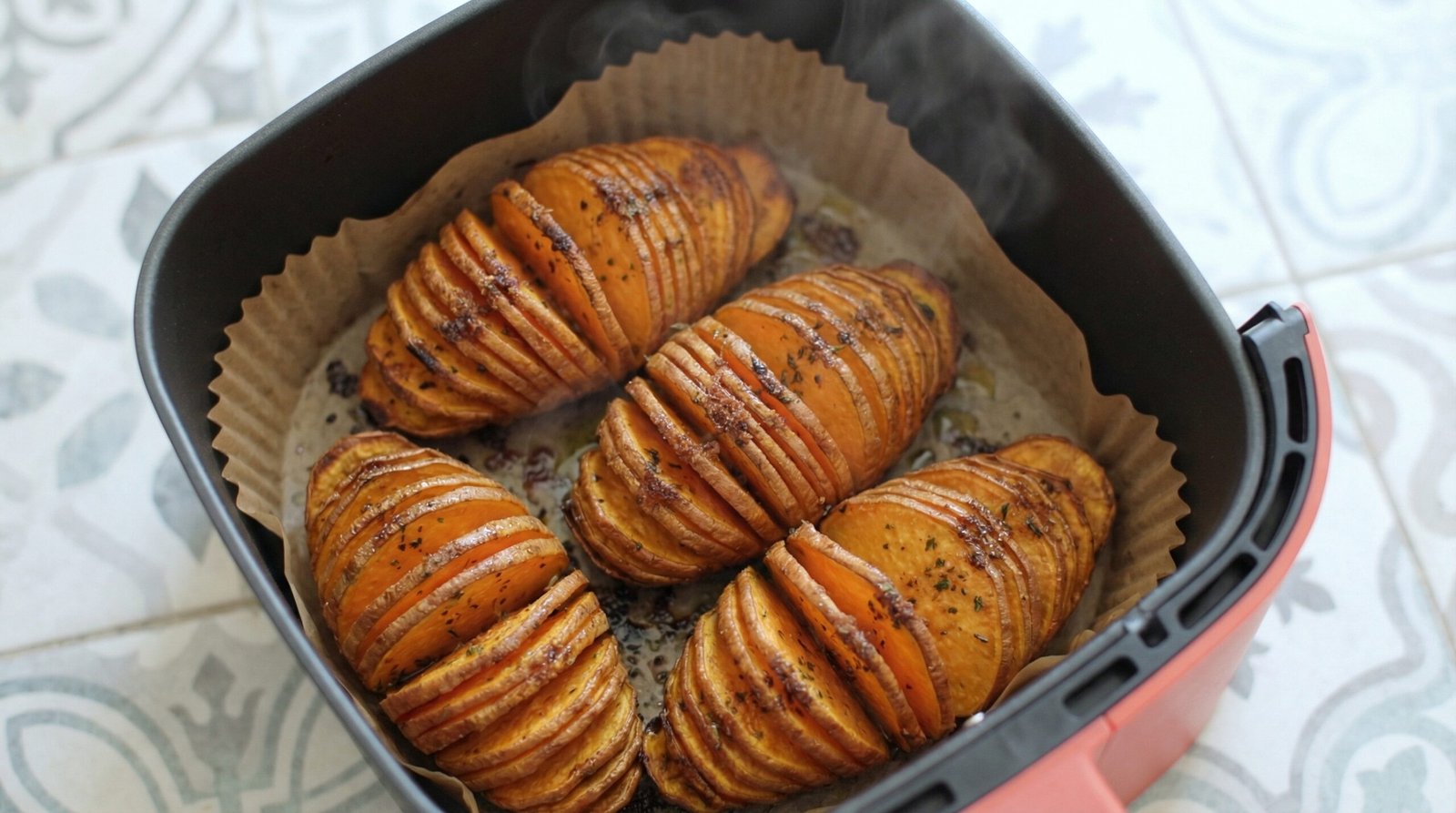 Air Fryer Hasselback Sweet Potatoes
