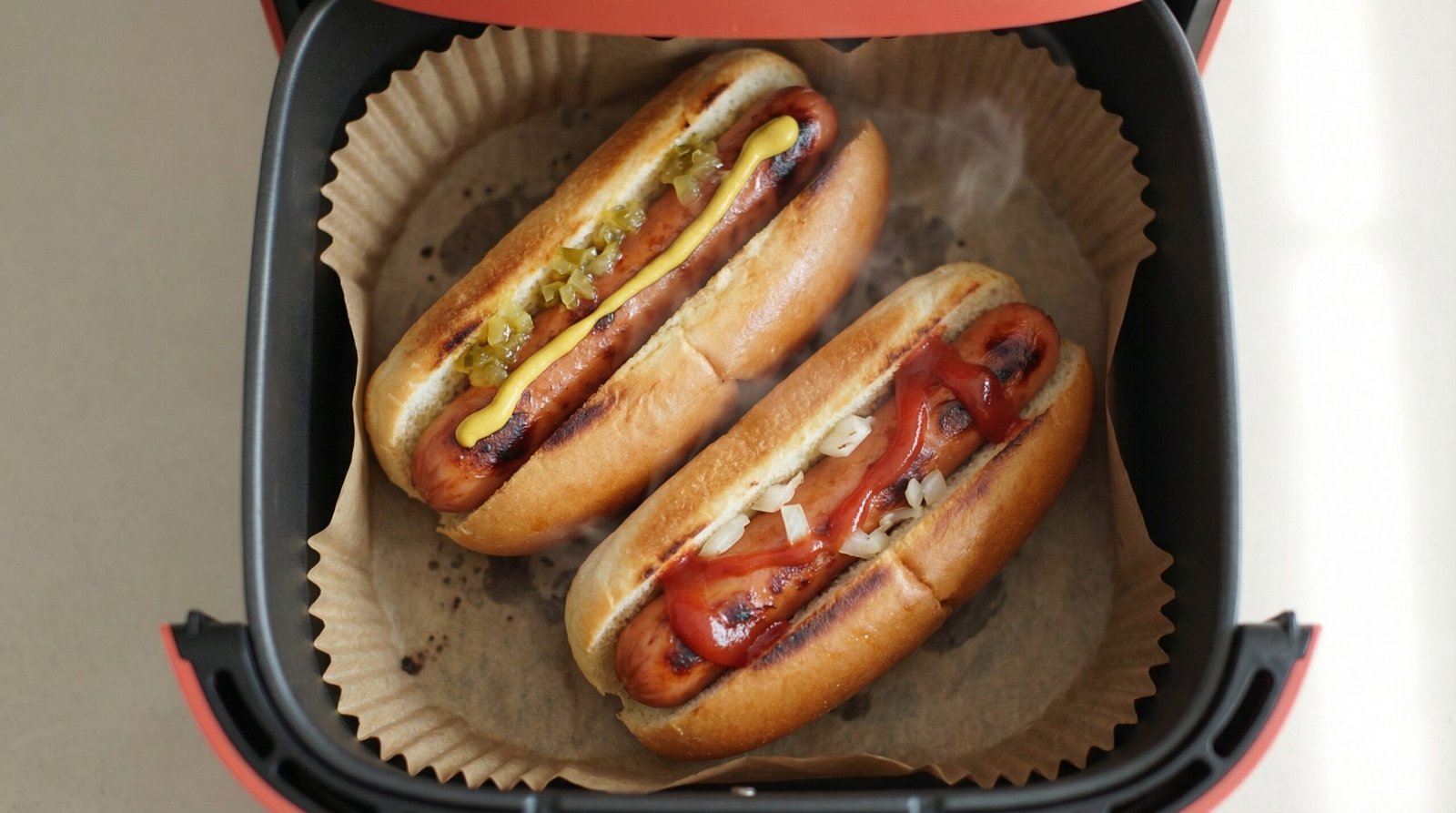 Air Fryer Hot Dogs in Buns