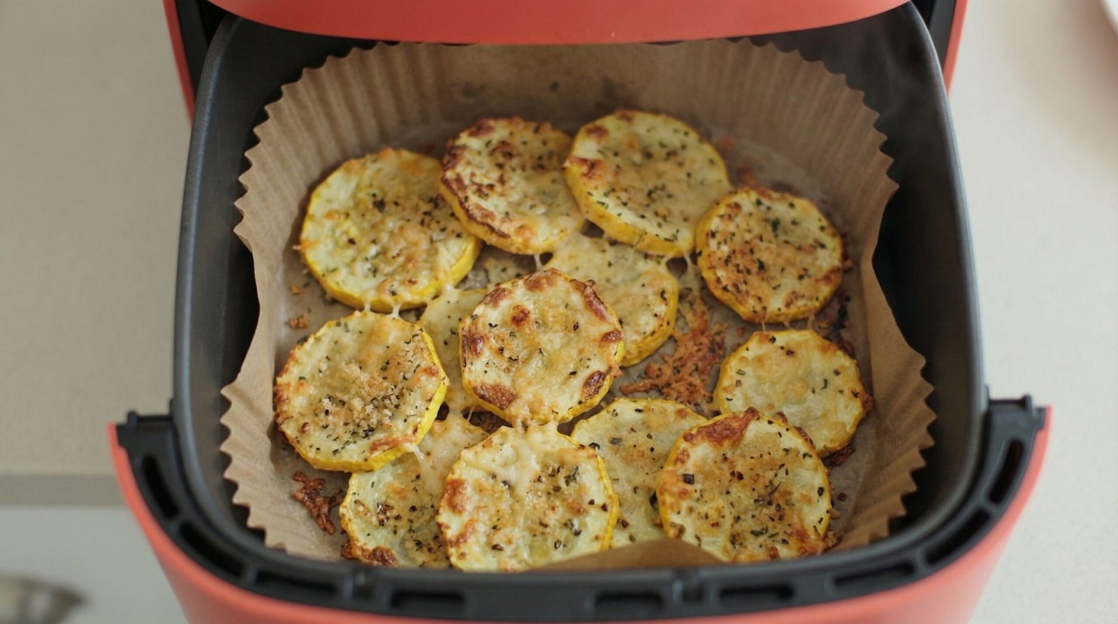 Air Fryer Parmesan Yellow Squash Rounds