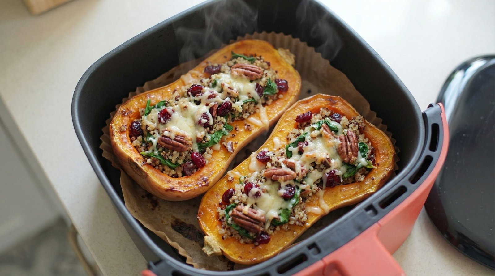 Air Fryer Stuffed Butternut Squash Halves