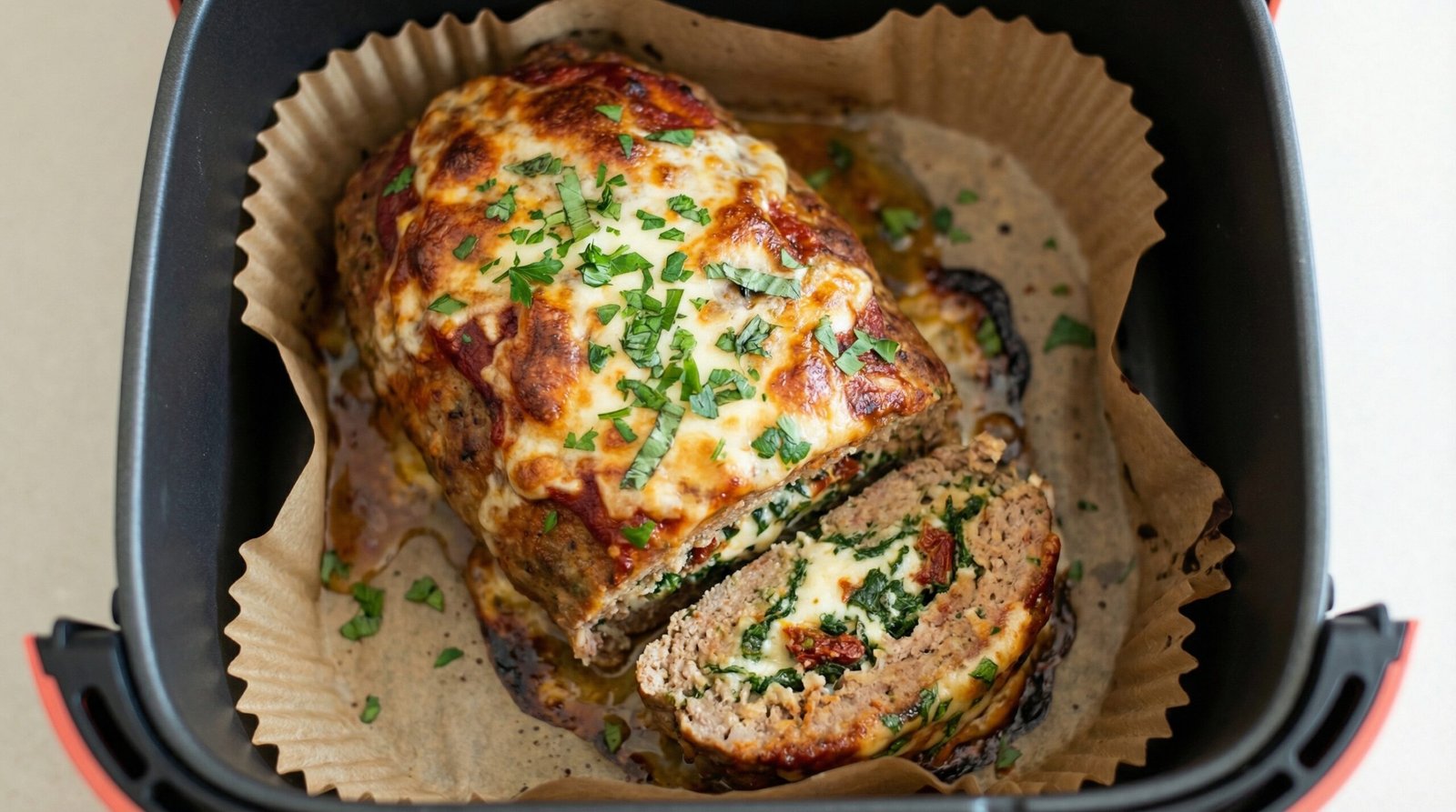 Air Fryer Stuffed Italian Meatloaf