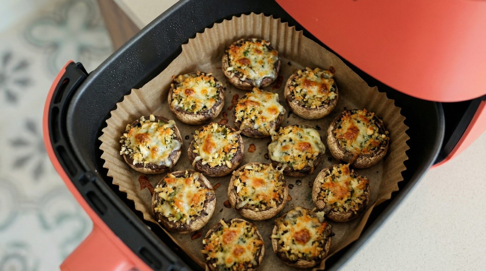 Air Fryer Stuffed Mushrooms