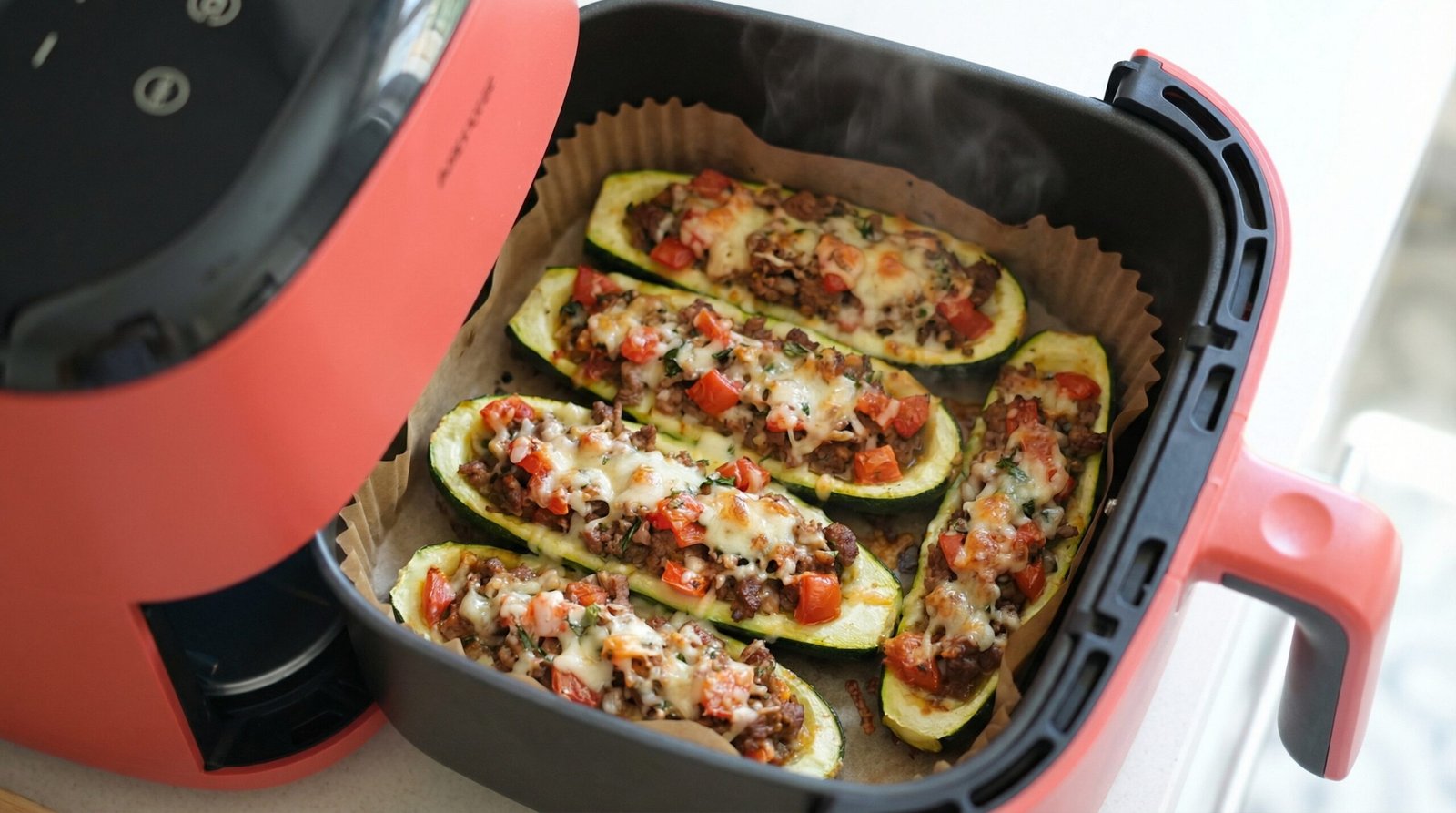 Air Fryer Stuffed Zucchini Boats