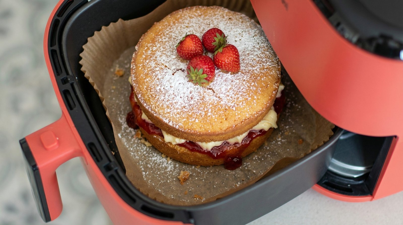 Air Fryer Victoria Sponge Cake