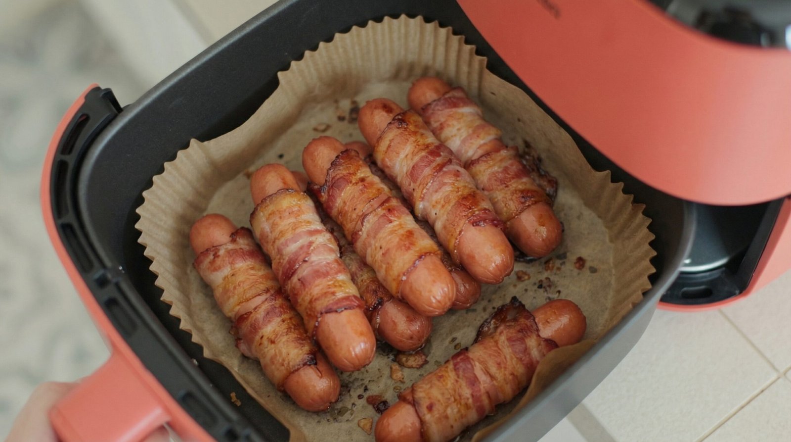 Bacon-Wrapped Air Fryer Hot Dogs