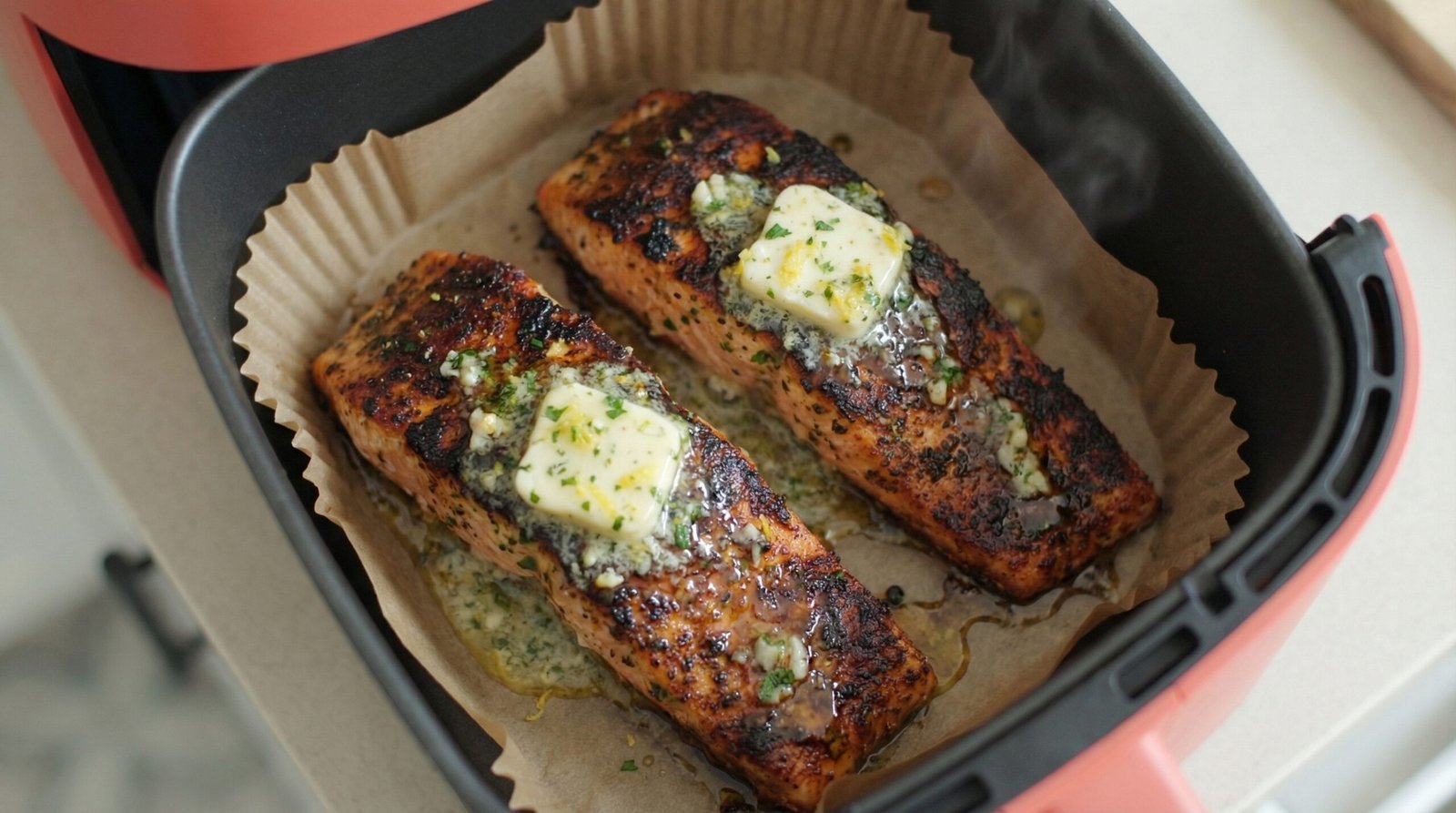 Blackened Cajun Air Fryer Salmon with Compound Butter