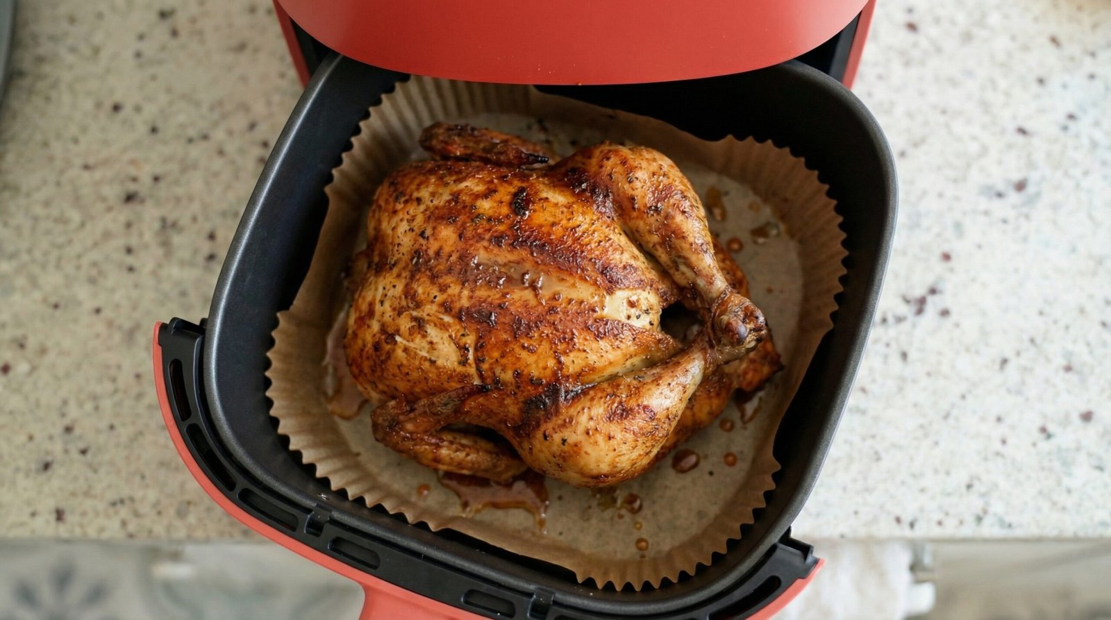 Cajun Injected Rotisserie Style Air Fryer Chicken