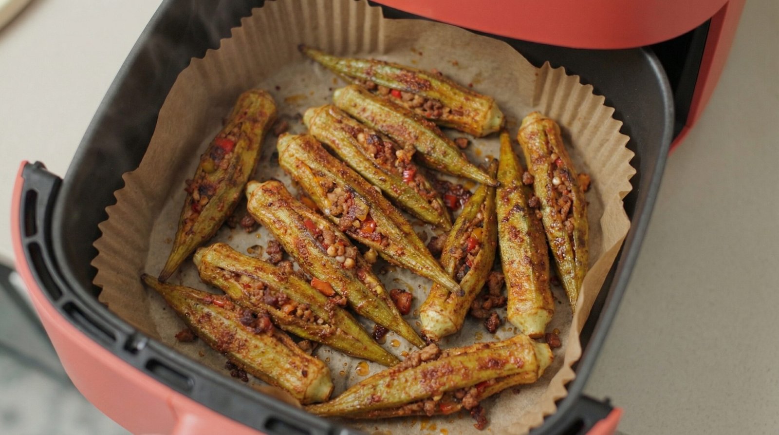 Cajun-Spiced Stuffed Air Fryer Okra