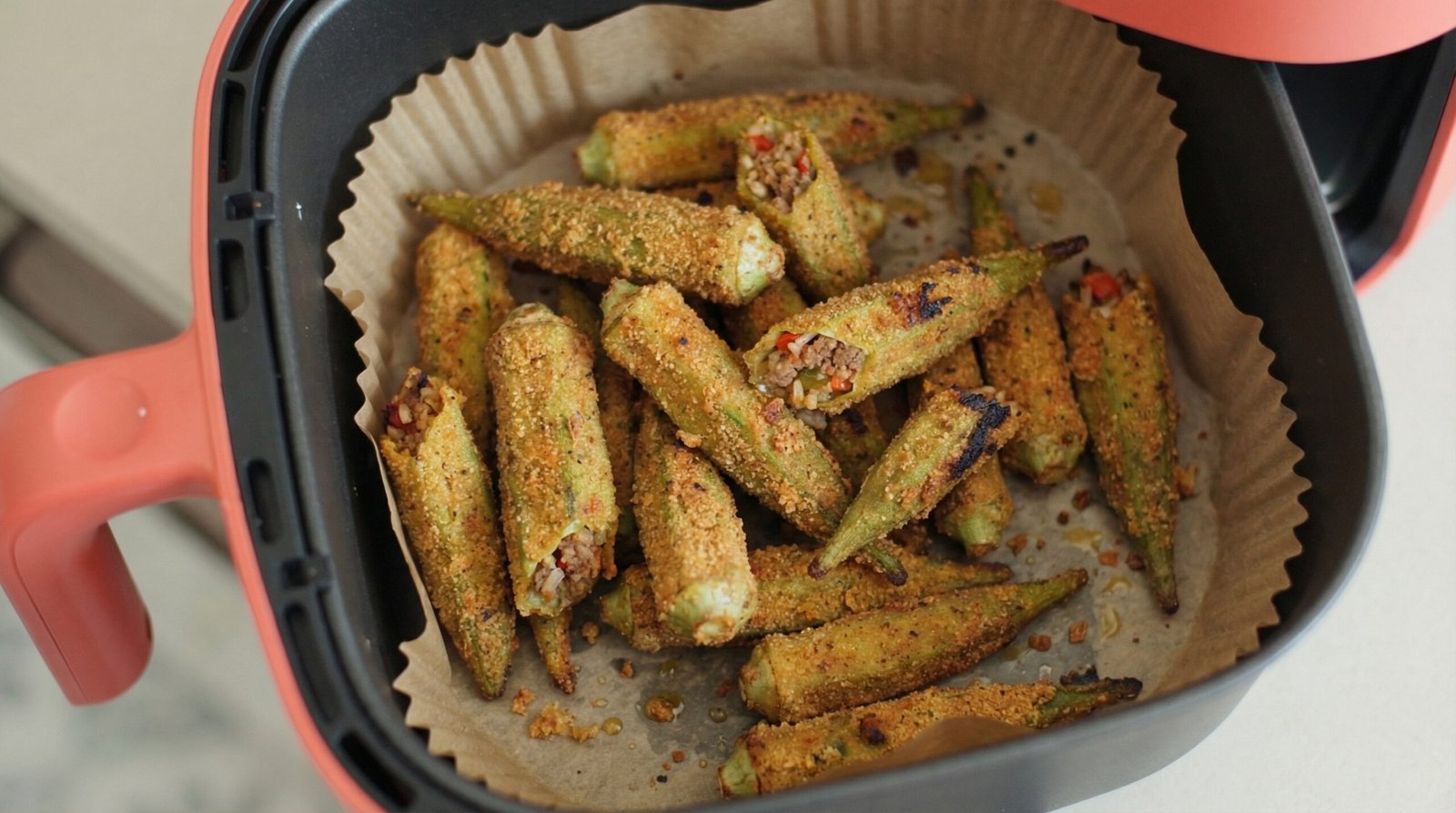 Cajun-Stuffed Breaded Air Fryer Okra