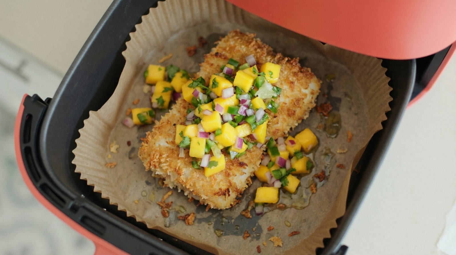 Coconut Panko Crusted Mahi Mahi with Mango Salsa
