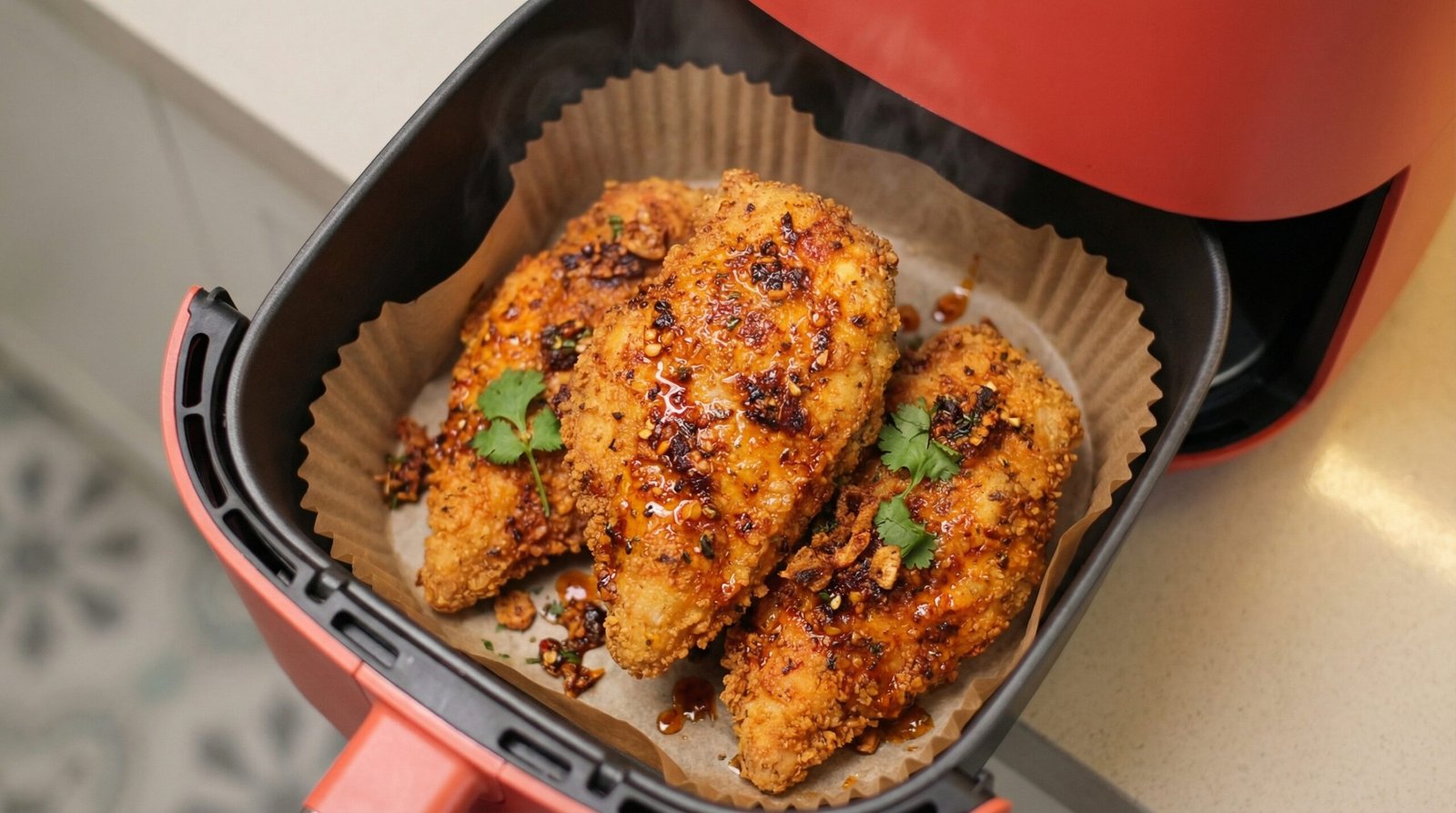 Double-Dipped Spicy Air Fryer Fried Chicken Breasts