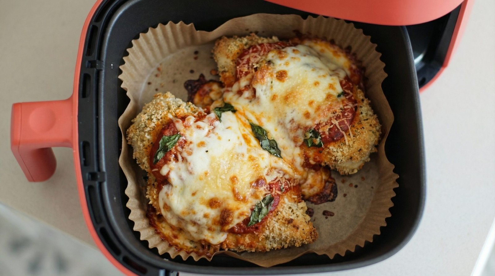 Easy Air Fryer Chicken Parmesan with Fresh Breasts