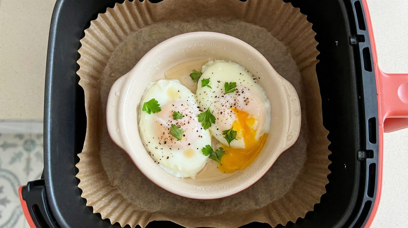 Easy Air Fryer Poached Eggs with Vinegar