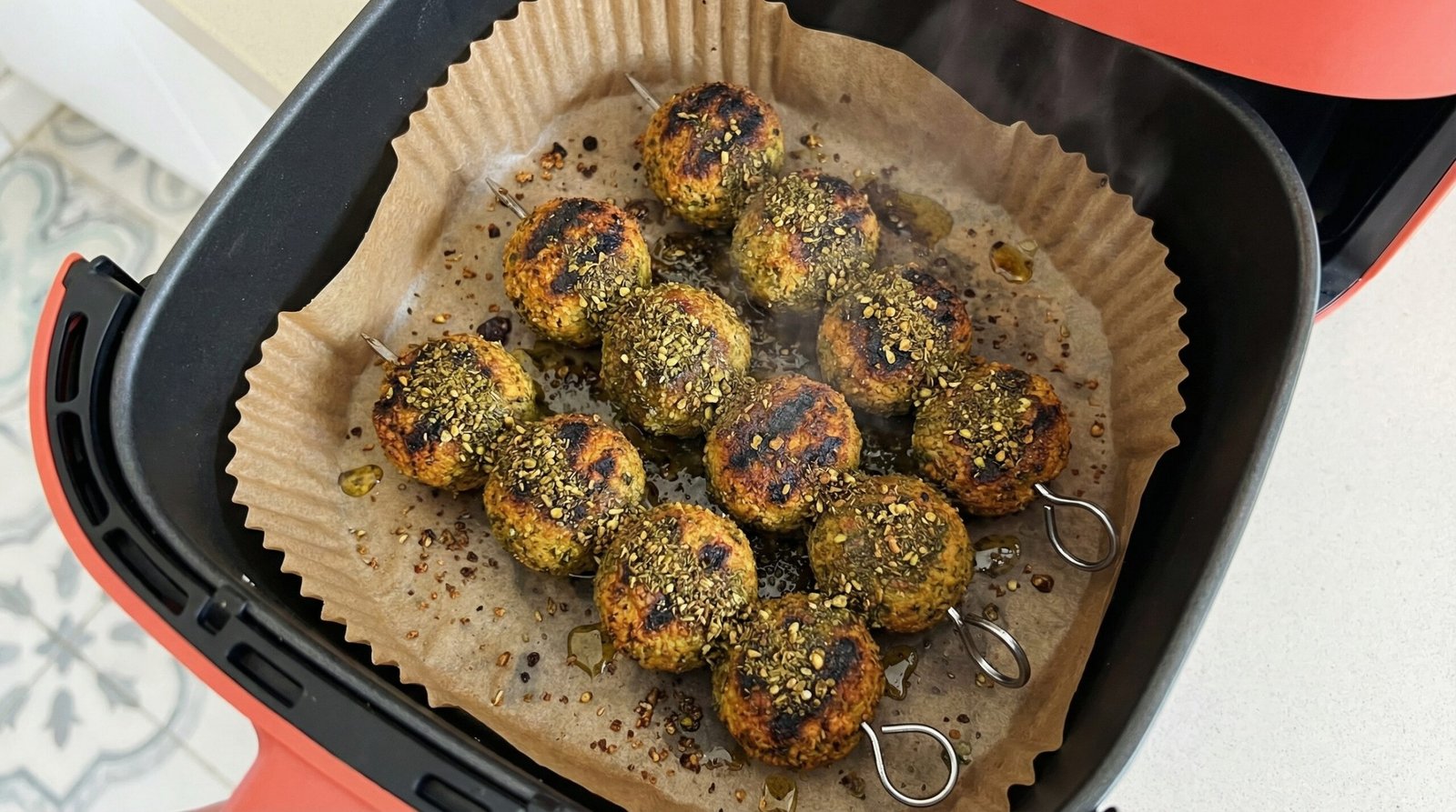 Expert Charred Za'atar Falafel Skewers