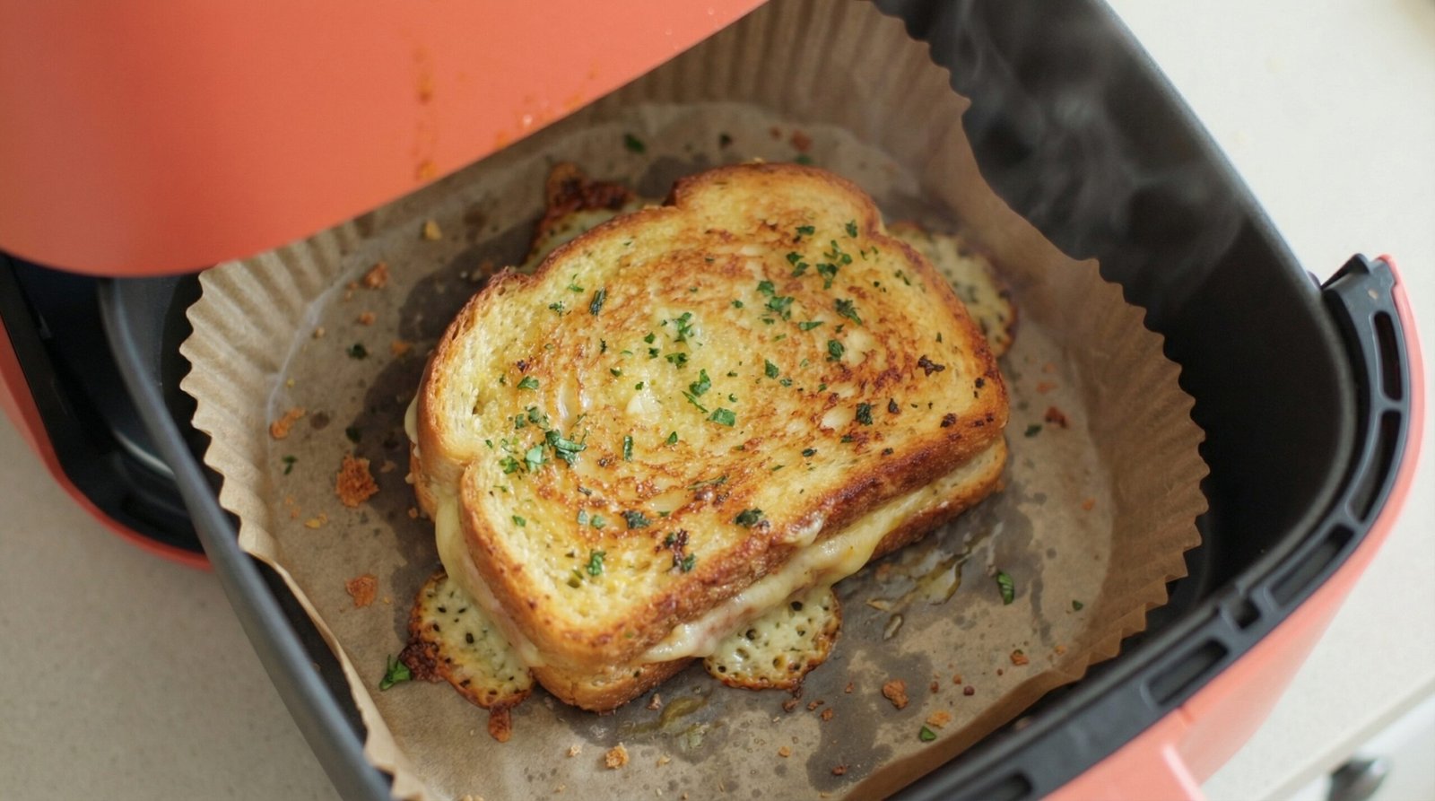 Garlic Butter Air Fryer Grilled Cheese