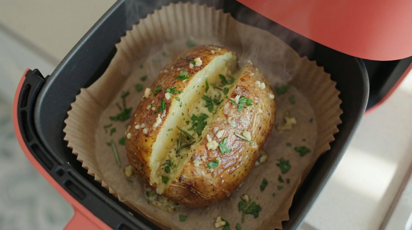 Garlic Herb Air Fryer Baked Potato