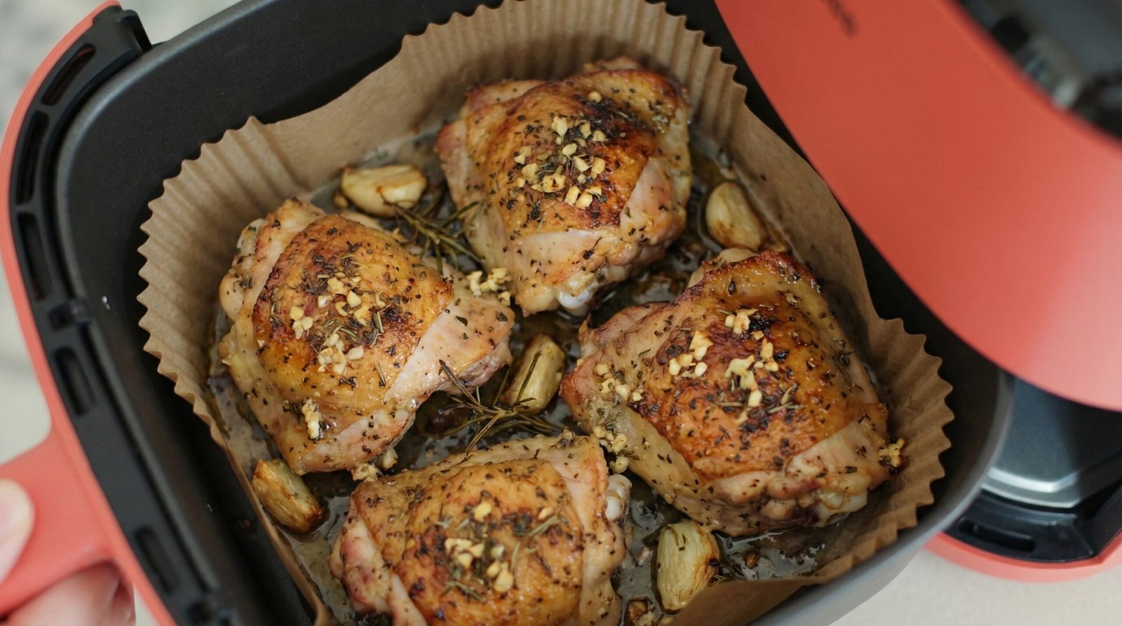 Garlic Herb Air Fryer Chicken Thighs