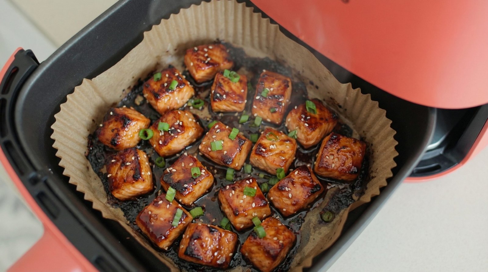 Honey Soy Air Fryer Salmon Bites