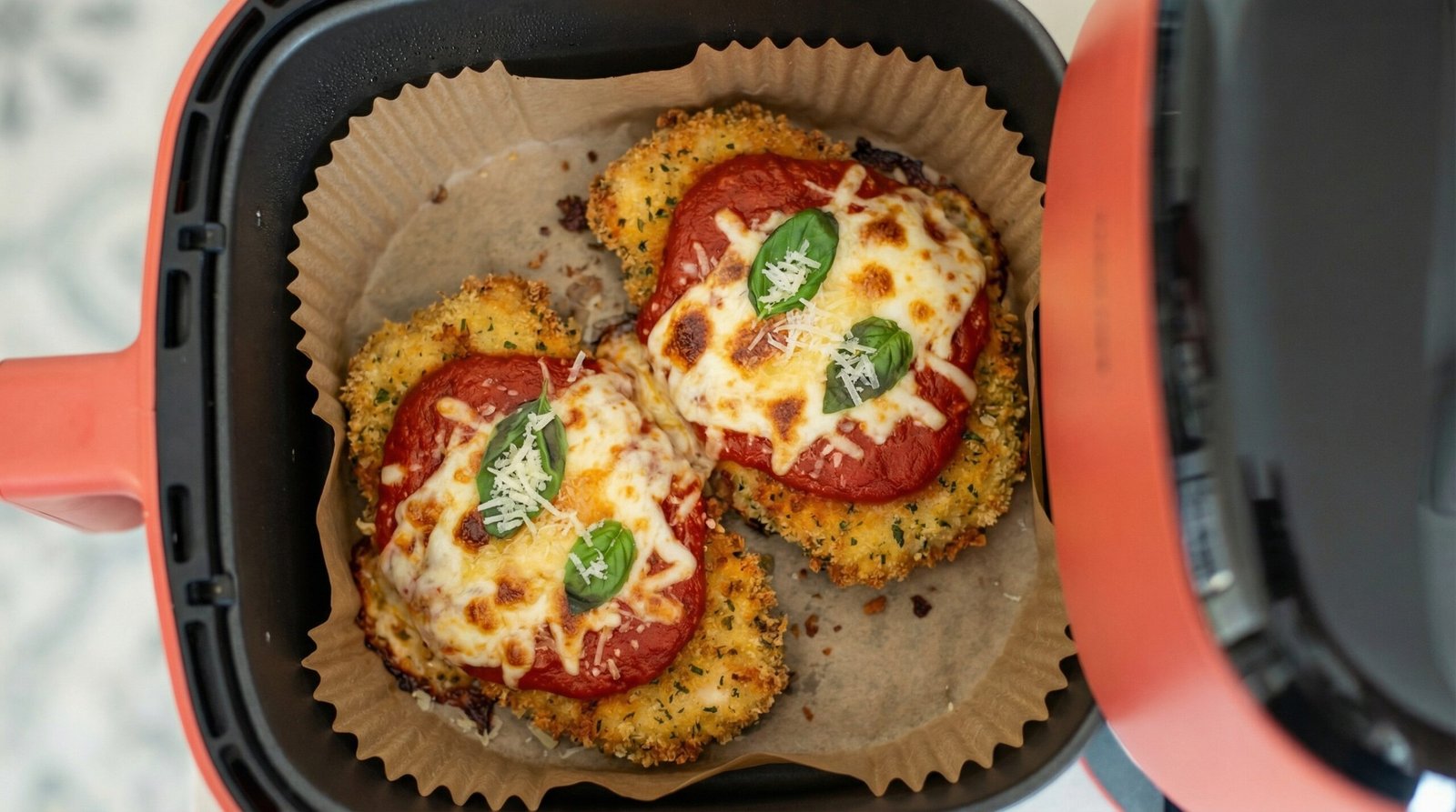 Intermediate Air Fryer Chicken Parm with Herb Breading and Quick Stovetop Sauce