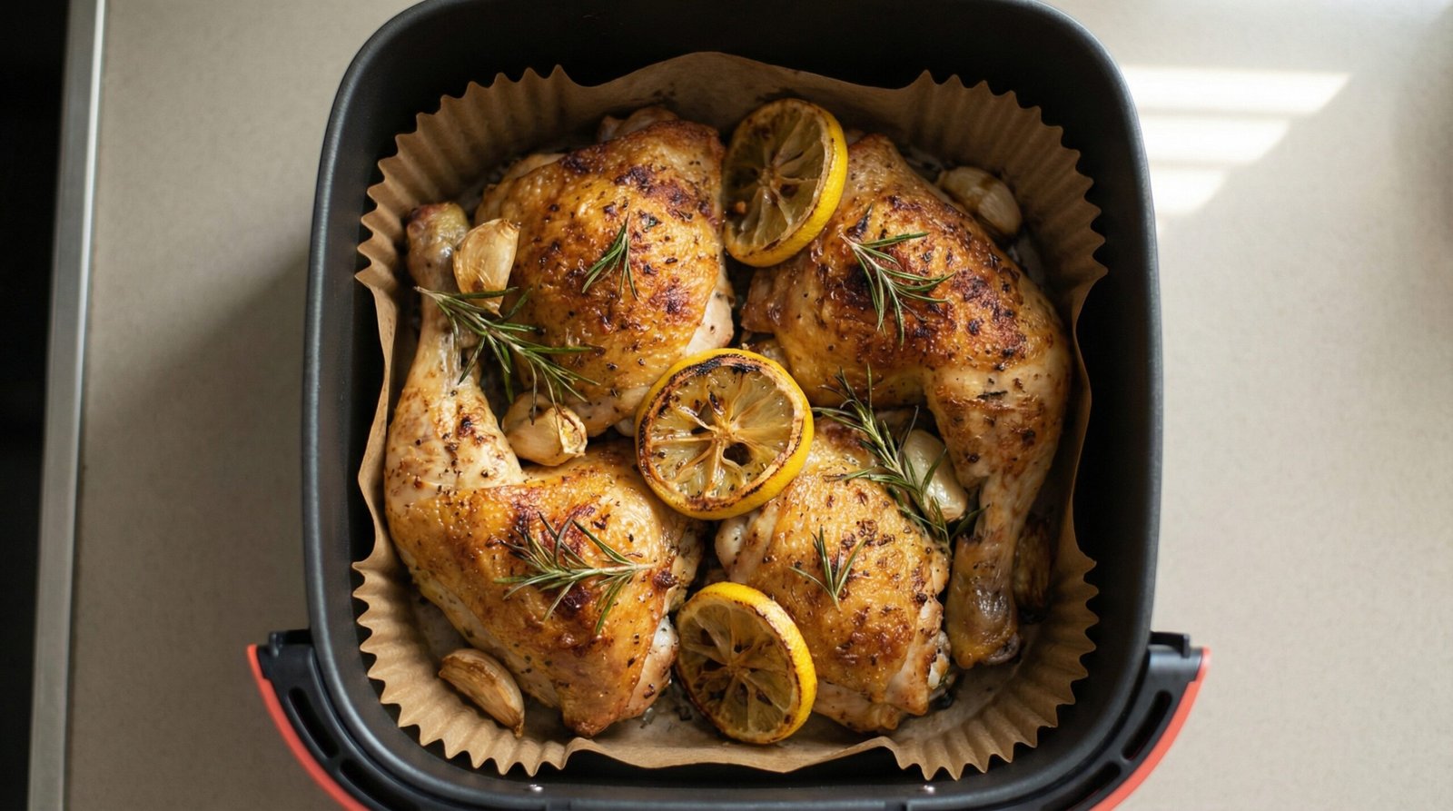 Lemon Rosemary Dry Brined Air Fryer Chicken