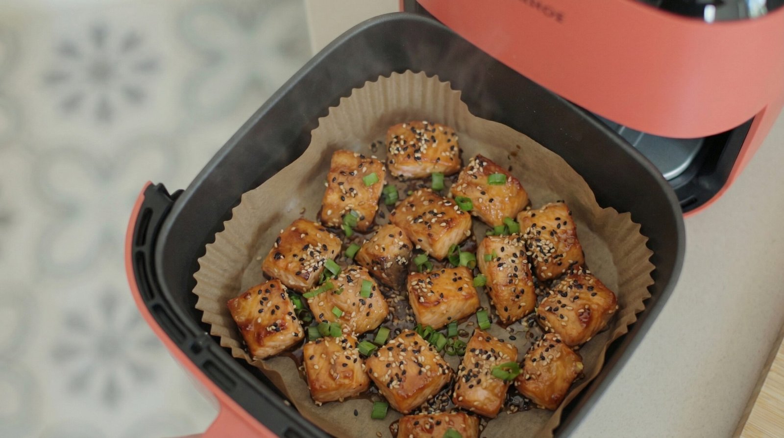 Miso Glazed Sesame Air Fryer Salmon Bites