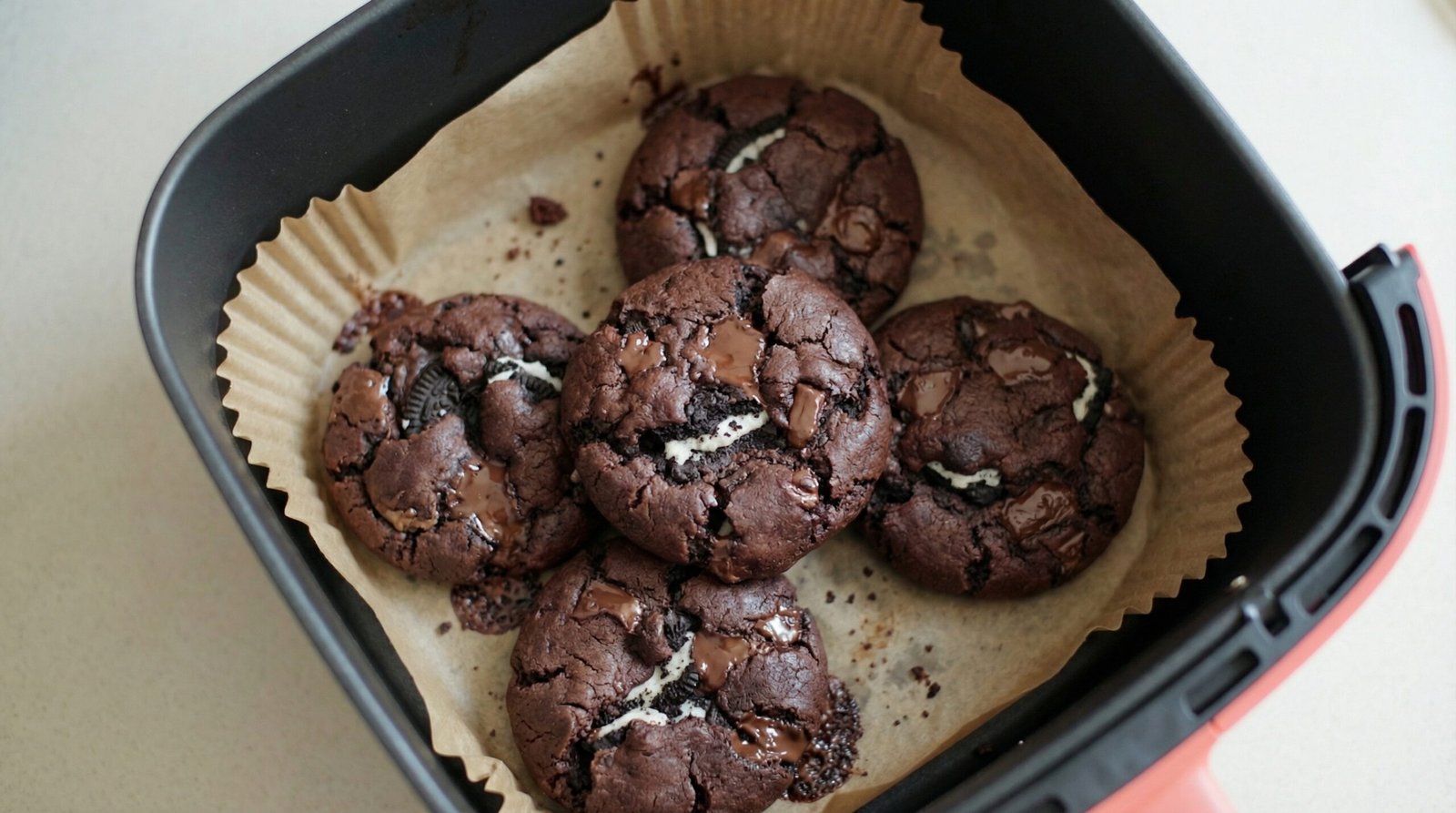 Oreo-Stuffed Double Chocolate Air Fryer Cookies