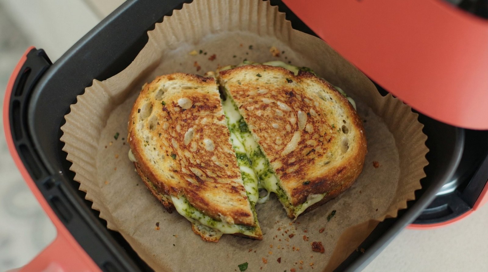 Pesto Mozzarella Air Fryer Grilled Cheese